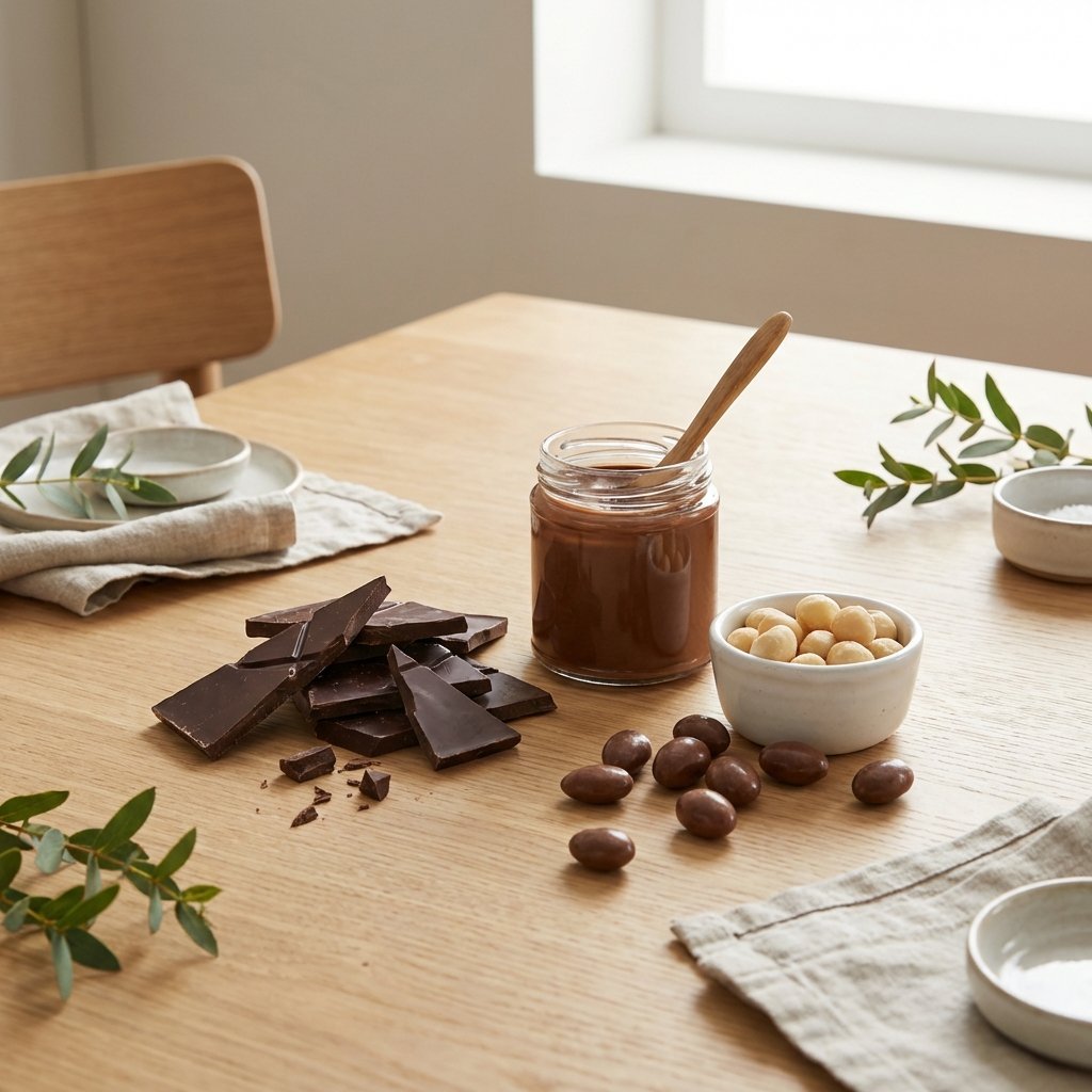 Keto produkter: mörk choklad, hasselnötskräm och nötter
