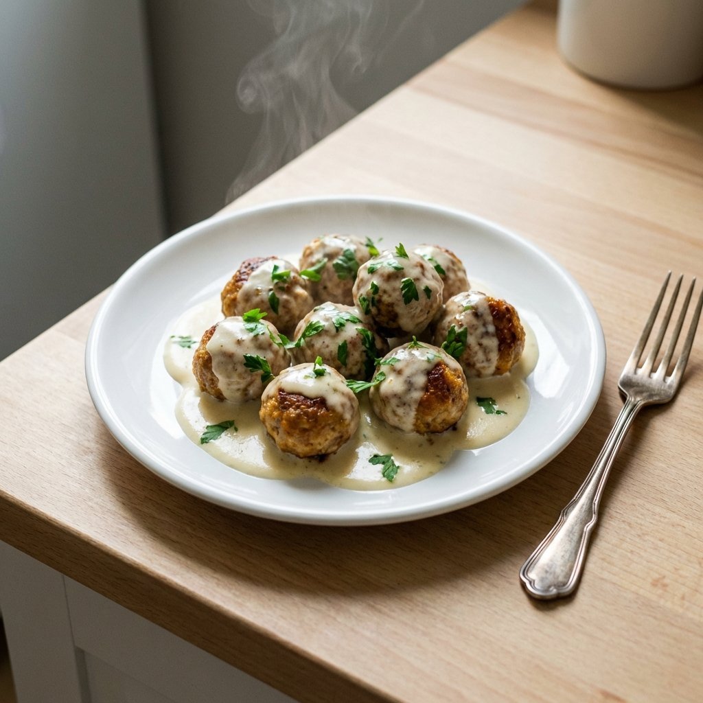Keto köttbullar i gräddsås