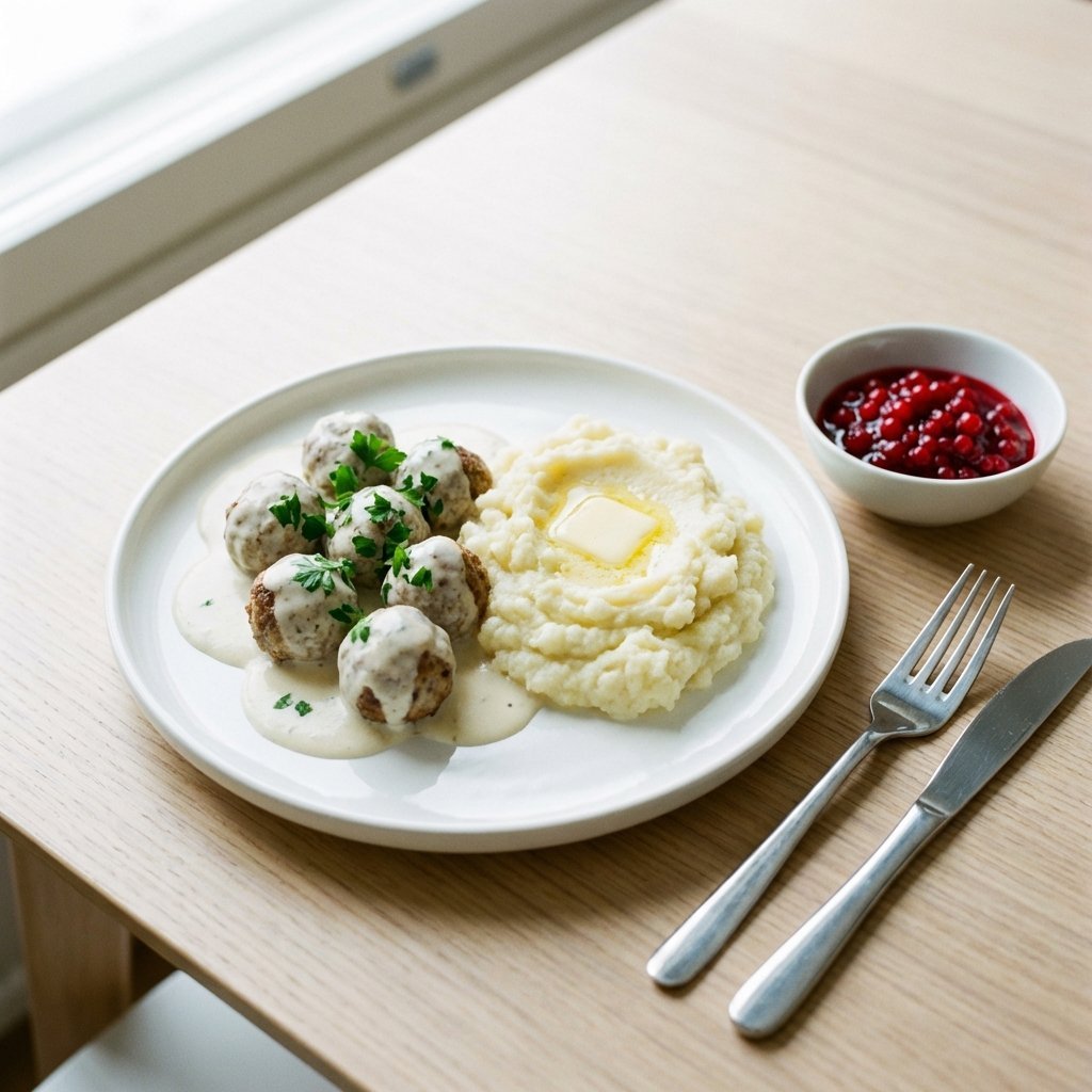 Komplett keto-måltid: köttbullar i gräddsås, <a href=