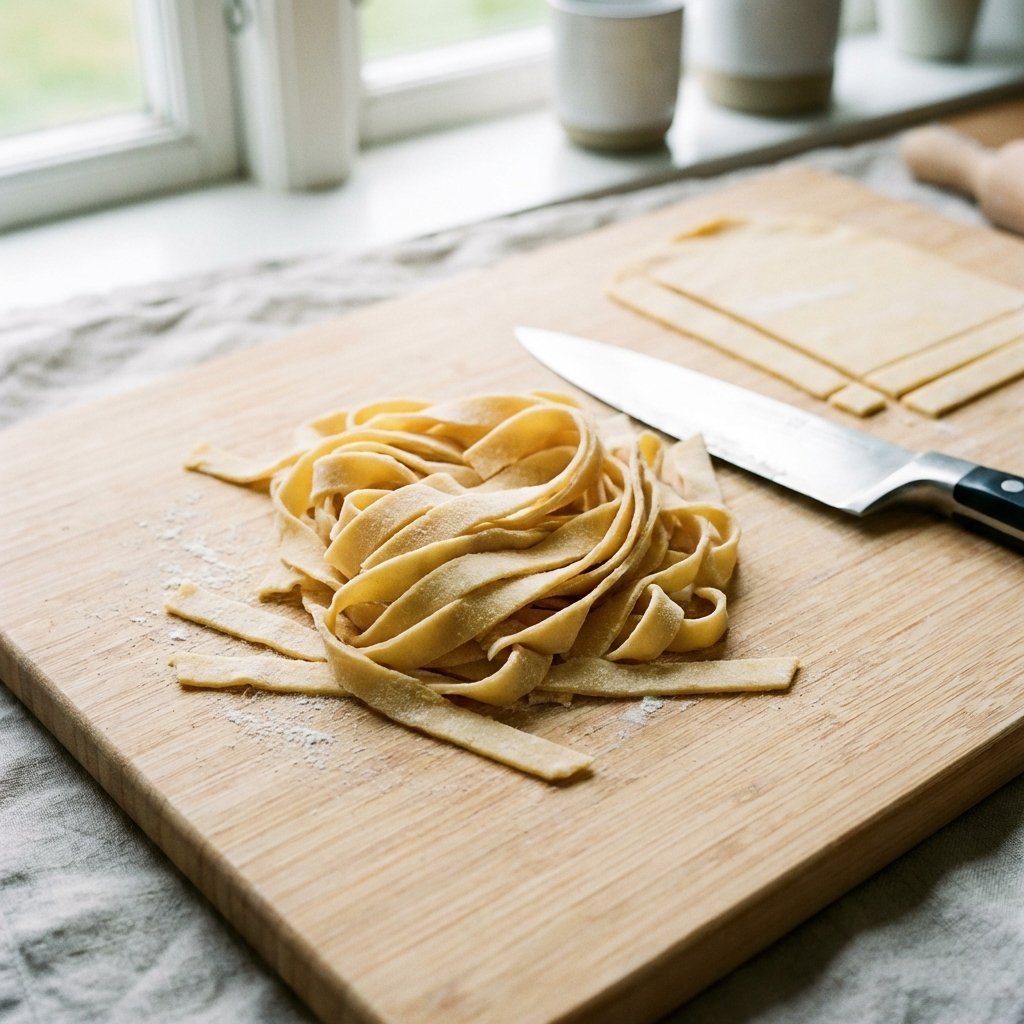 Keto pasta sk&auml;ren i remsor redo att serveras