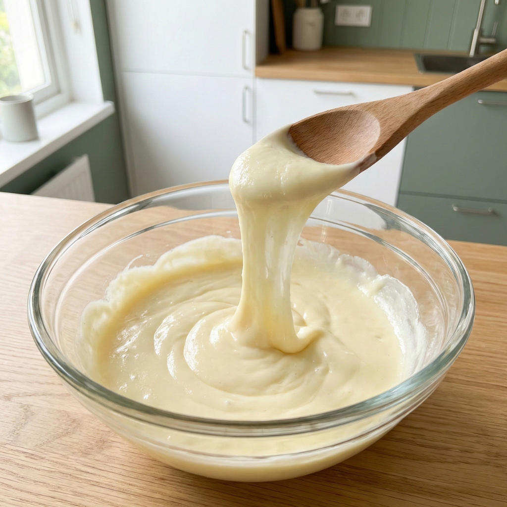 Smält mozzarella och färskost i glasskål