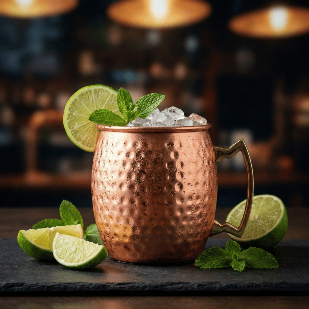 Keto Moscow Mule i kopparkrus, garnerad med färsk lime och mynta