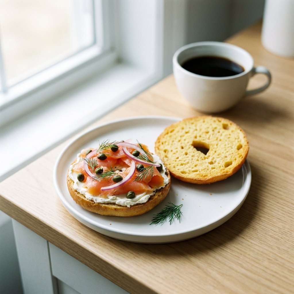 Keto-bagel med färskost och rökt lax