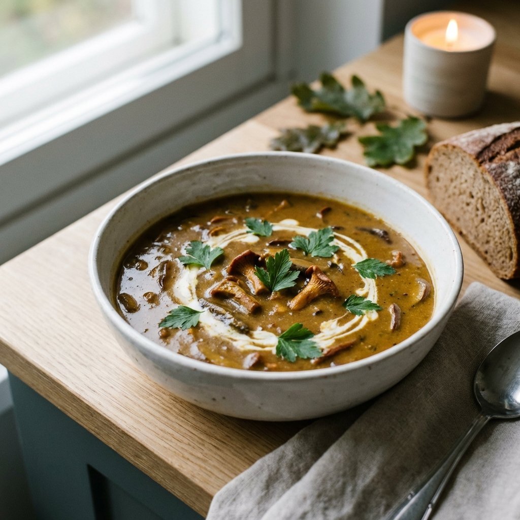 Mørk kremet svampsvampa med persilja