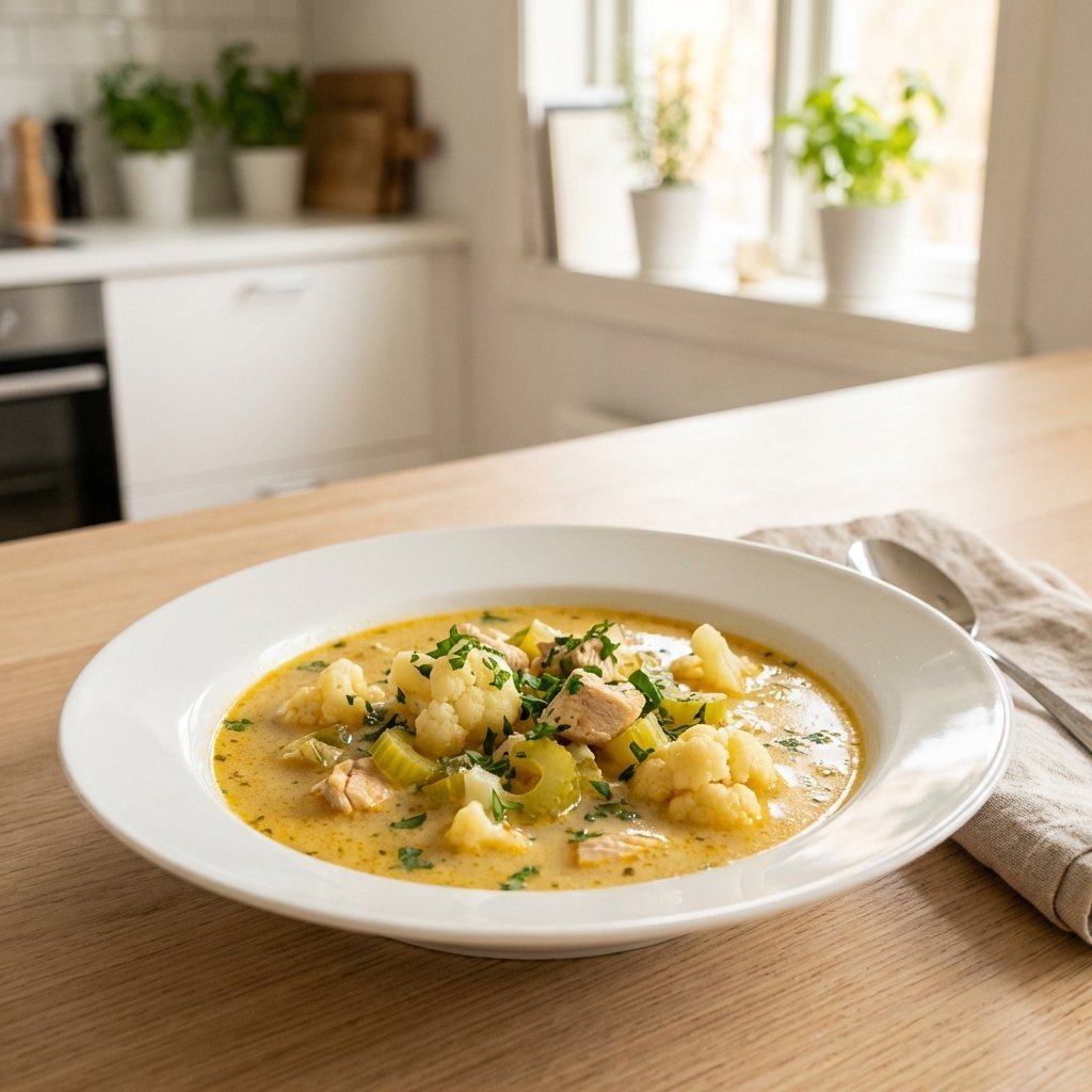 Kremet keto-kyllingsvampa med blomkål