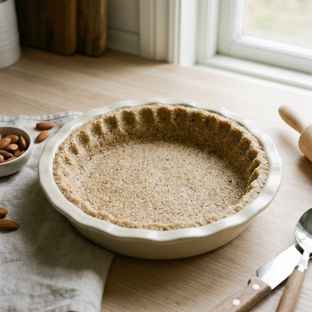 Mandelmjölsdeg tryckt in i pajform