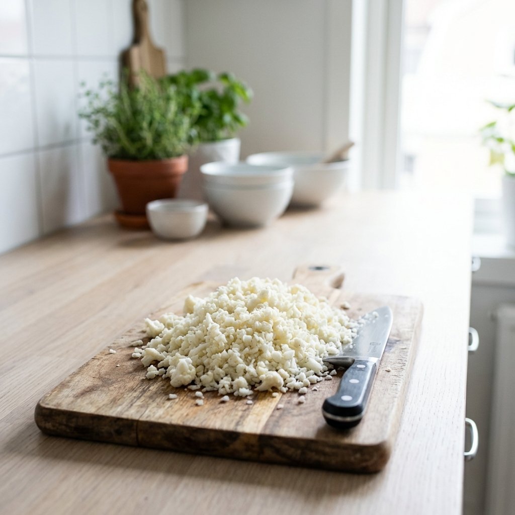 Keto blomkålsgratäng färdigbakad med gyllengul ostyta