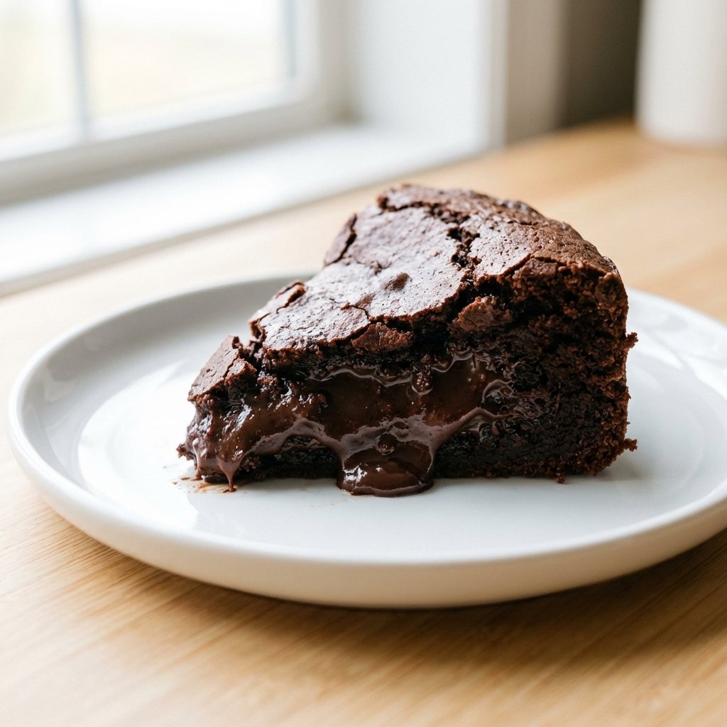Keto chokladkaka skuren visar saftig och kladdig insida