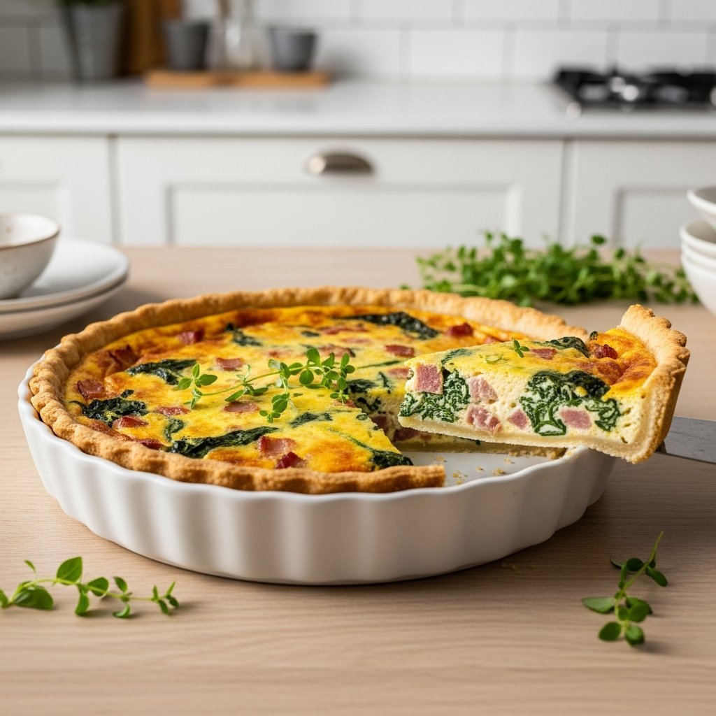 Färdig keto-quiche med ostebotten