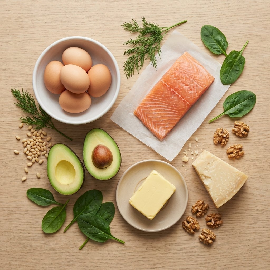 Mørke keto-brownies på bakplåtskpapper på trebenk