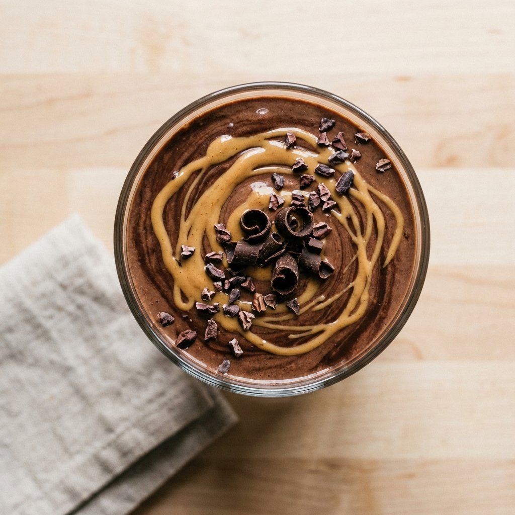 Sjokolade keto smoothie ovenfra – krämig konsistens