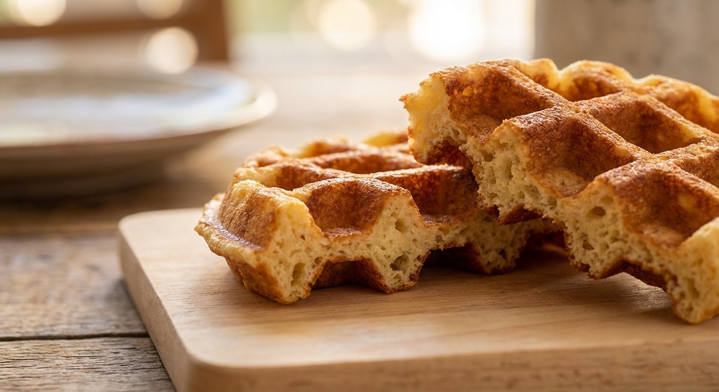 Krispig keto våffla – närbild på konsistensen