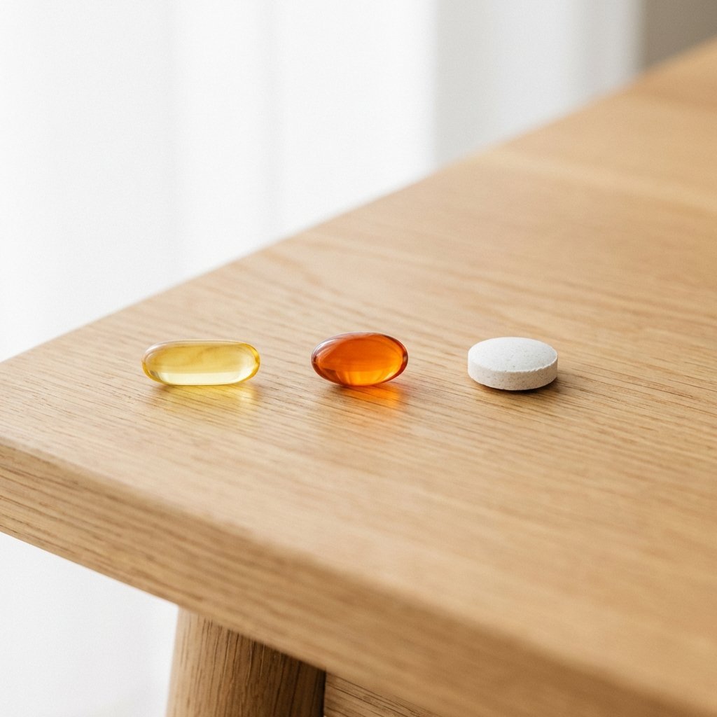 D-vitamin, omega-3 och magnesium kapsler