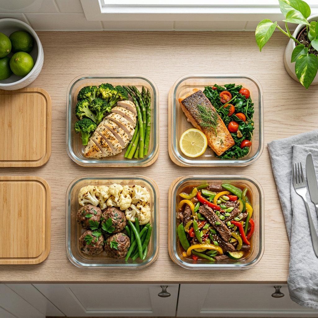 Meal prep med keto-middagar f&ouml;r hela veckan