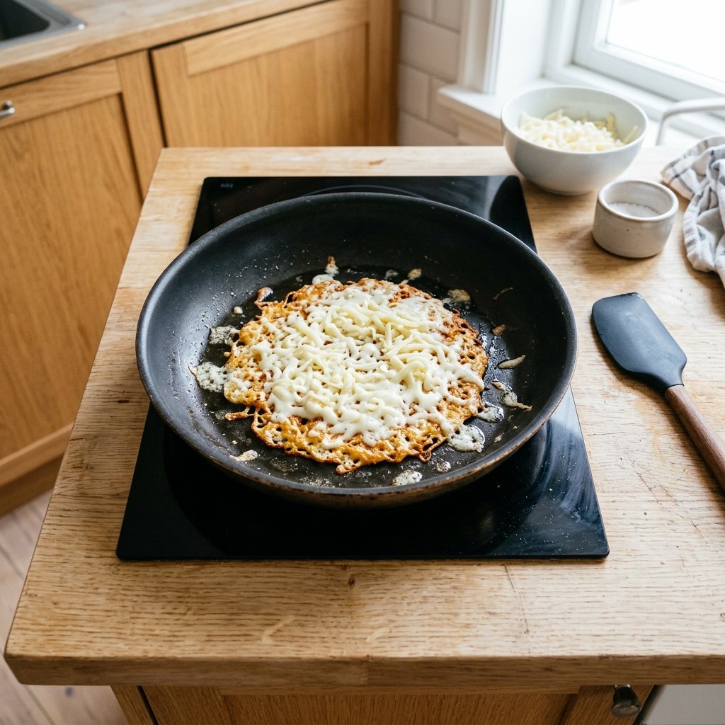 Tillagning av keto-tortillas med smält ost
