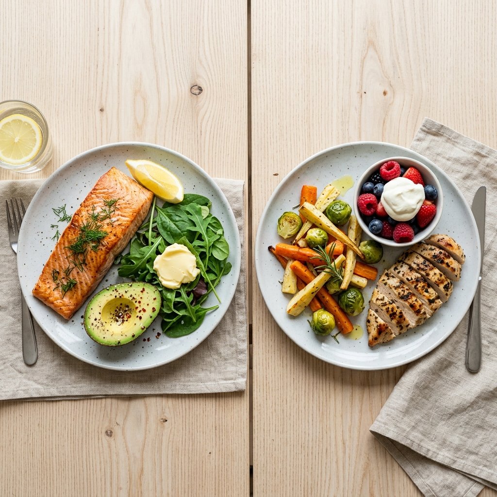Jämförelse mellan keto och LCHF måltider