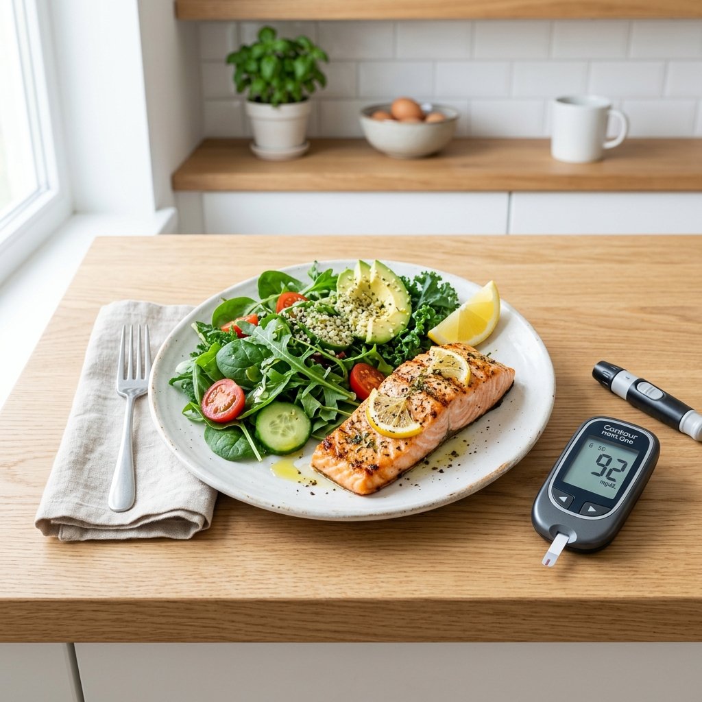 Keto-vänlig måltid med blodsockermätare